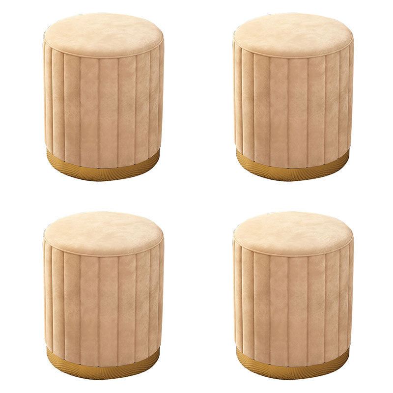 Glam Pouf Ottoman Velvet Upholstered Solid Color Cylinder Shape Ottoman Yellow 4 Piece Set Clearhalo 'furn' 'furn_ottomans_poufs' 'Furniture' 'Living Room Furniture' 'Ottomans & Poufs' 'ottomans_poufs' 6755893