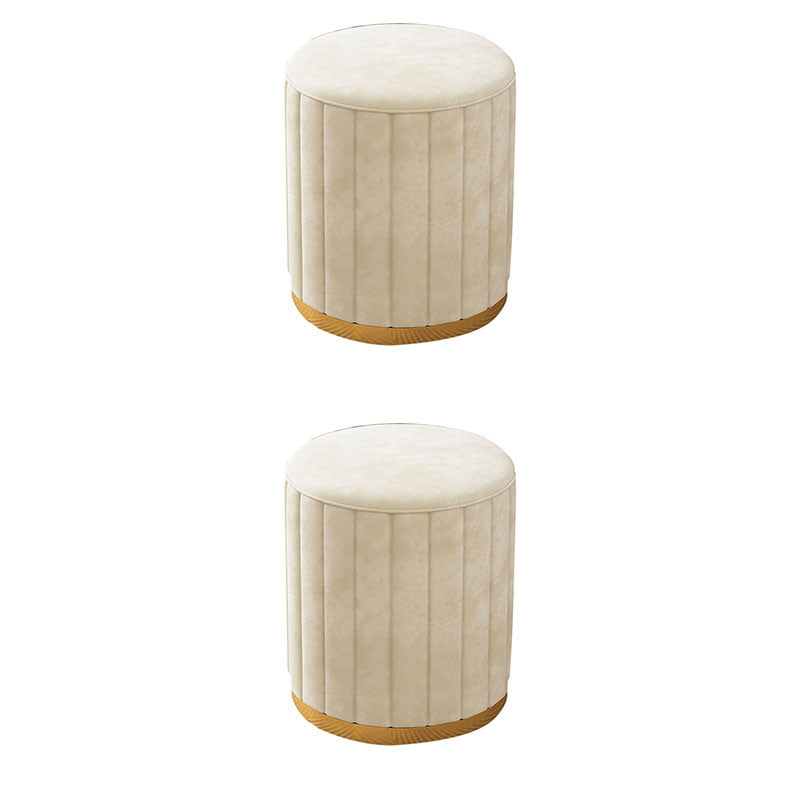 Glam Pouf Ottoman Velvet Upholstered Solid Color Cylinder Shape Ottoman Beige 2 Piece Set Clearhalo 'furn' 'furn_ottomans_poufs' 'Furniture' 'Living Room Furniture' 'Ottomans & Poufs' 'ottomans_poufs' 6755895
