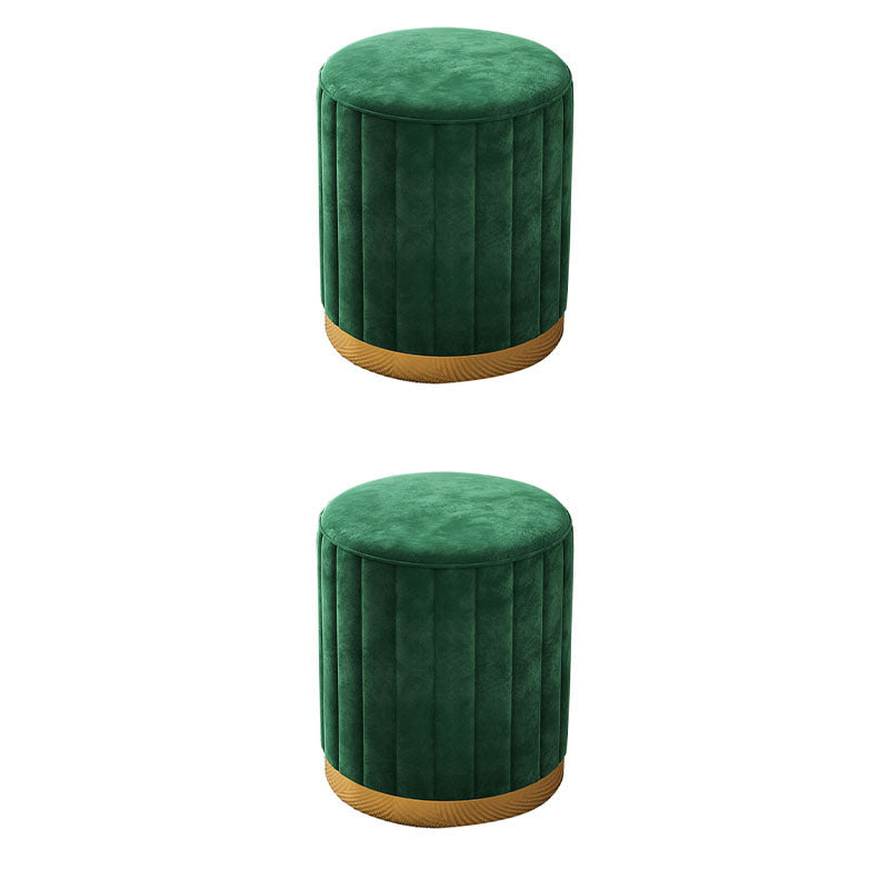 Glam Pouf Ottoman Velvet Upholstered Solid Color Cylinder Shape Ottoman Dark Green 2 Piece Set Clearhalo 'furn' 'furn_ottomans_poufs' 'Furniture' 'Living Room Furniture' 'Ottomans & Poufs' 'ottomans_poufs' 6755898