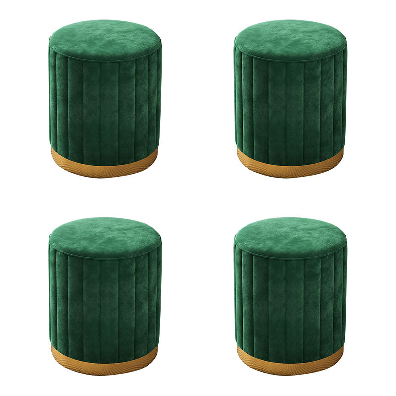 Glam Pouf Ottoman Velvet Upholstered Solid Color Cylinder Shape Ottoman Dark Green 4 Piece Set Clearhalo 'furn' 'furn_ottomans_poufs' 'Furniture' 'Living Room Furniture' 'Ottomans & Poufs' 'ottomans_poufs' 6755900