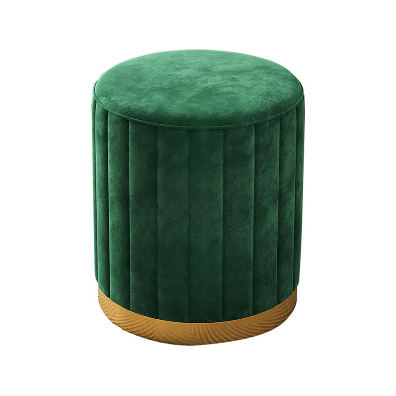 Glam Pouf Ottoman Velvet Upholstered Solid Color Cylinder Shape Ottoman Clearhalo 'furn' 'furn_ottomans_poufs' 'Furniture' 'Living Room Furniture' 'Ottomans & Poufs' 'ottomans_poufs' 6755903