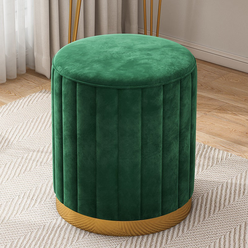 Glam Pouf Ottoman Velvet Upholstered Solid Color Cylinder Shape Ottoman Dark Green 1 Piece Clearhalo 'furn' 'furn_ottomans_poufs' 'Furniture' 'Living Room Furniture' 'Ottomans & Poufs' 'ottomans_poufs' 6755917