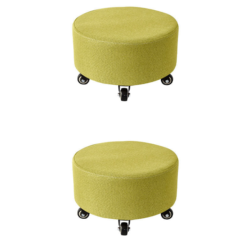 Cotton Blend Ottoman Houndstooth Pattern Fade Resistant Round Ottoman with Wheels Green 2 Piece Set Clearhalo 'furn' 'furn_ottomans_poufs' 'Furniture' 'Living Room Furniture' 'Ottomans & Poufs' 'ottomans_poufs' 6755938