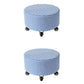 Cotton Blend Ottoman Houndstooth Pattern Fade Resistant Round Ottoman with Wheels Blue-White 2 Piece Set Clearhalo 'furn' 'furn_ottomans_poufs' 'Furniture' 'Living Room Furniture' 'Ottomans & Poufs' 'ottomans_poufs' 6755942