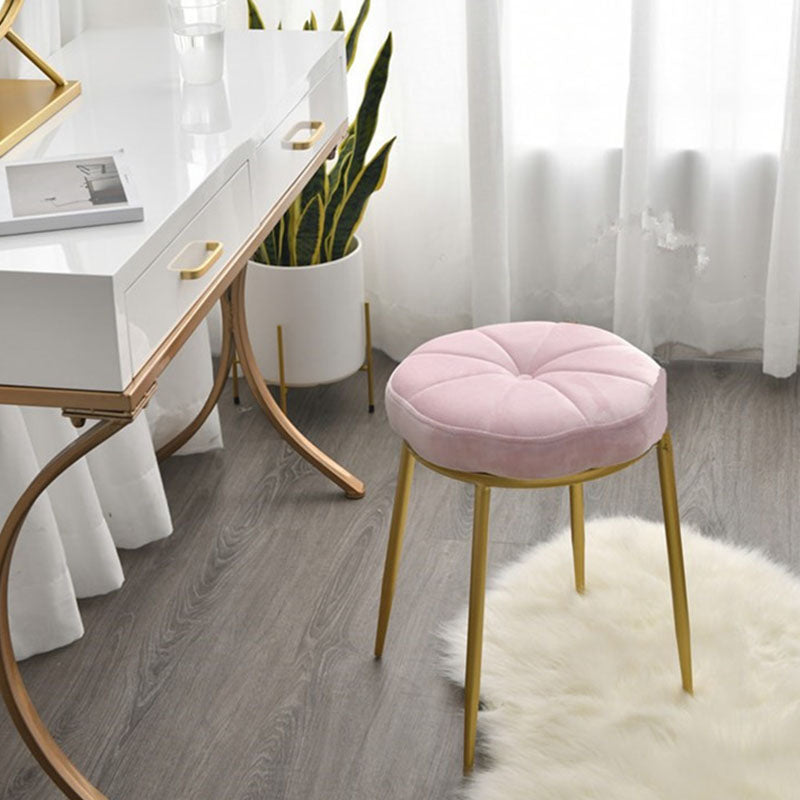 Velvet Upholstered Ottoman Velvet Colored Flower Shape Metal Frame Ottoman Clearhalo 'furn' 'furn_ottomans_poufs' 'Furniture' 'Living Room Furniture' 'Ottomans & Poufs' 'ottomans_poufs' 6755962