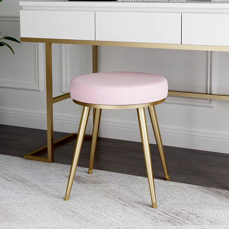 Velvet Upholstered Ottoman Velvet Colored Flower Shape Metal Frame Ottoman Pink 1 Piece Clearhalo 'furn' 'furn_ottomans_poufs' 'Furniture' 'Living Room Furniture' 'Ottomans & Poufs' 'ottomans_poufs' 6755965