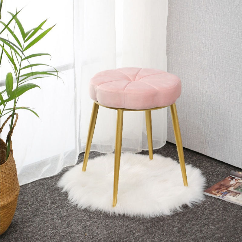 Velvet Upholstered Ottoman Velvet Colored Flower Shape Metal Frame Ottoman Clearhalo 'furn' 'furn_ottomans_poufs' 'Furniture' 'Living Room Furniture' 'Ottomans & Poufs' 'ottomans_poufs' 6755966