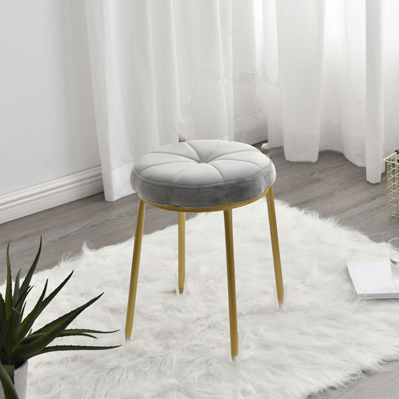 Velvet Upholstered Ottoman Velvet Colored Flower Shape Metal Frame Ottoman Grey 1 Piece Clearhalo 'furn' 'furn_ottomans_poufs' 'Furniture' 'Living Room Furniture' 'Ottomans & Poufs' 'ottomans_poufs' 6755967