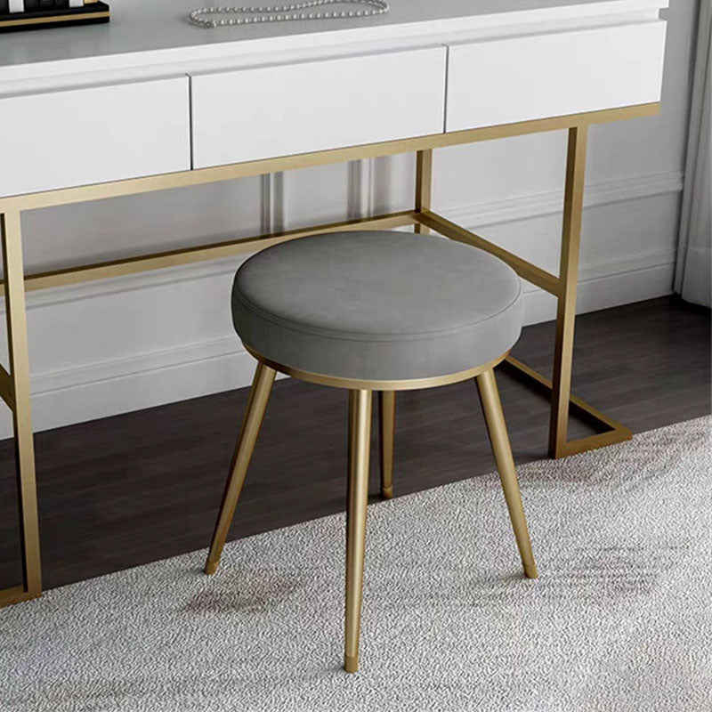 Velvet Upholstered Ottoman Velvet Colored Flower Shape Metal Frame Ottoman Light Gray 1 Piece Clearhalo 'furn' 'furn_ottomans_poufs' 'Furniture' 'Living Room Furniture' 'Ottomans & Poufs' 'ottomans_poufs' 6755968