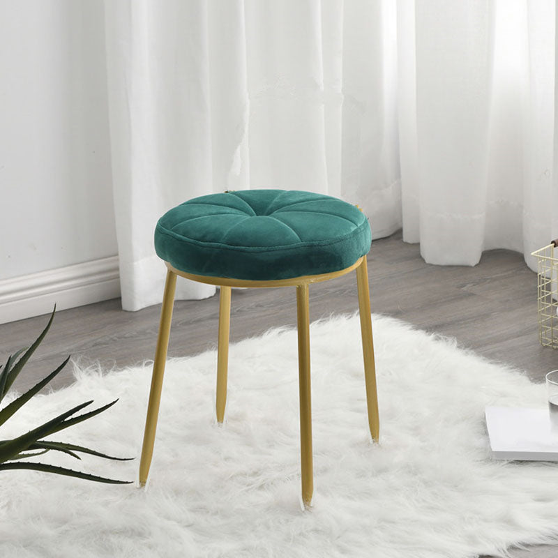 Velvet Upholstered Ottoman Velvet Colored Flower Shape Metal Frame Ottoman Green 1 Piece Clearhalo 'furn' 'furn_ottomans_poufs' 'Furniture' 'Living Room Furniture' 'Ottomans & Poufs' 'ottomans_poufs' 6755971