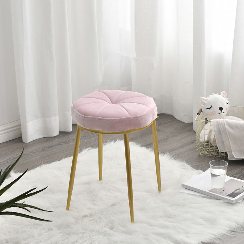Velvet Upholstered Ottoman Velvet Colored Flower Shape Metal Frame Ottoman Pinkish Red 1 Piece Clearhalo 'furn' 'furn_ottomans_poufs' 'Furniture' 'Living Room Furniture' 'Ottomans & Poufs' 'ottomans_poufs' 6755972