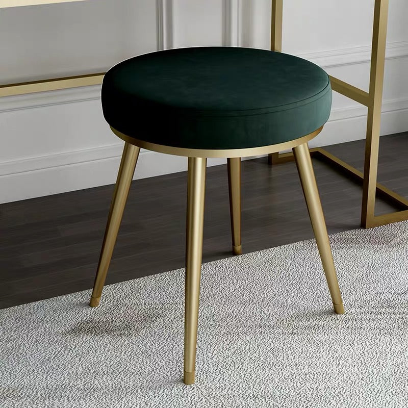 Velvet Upholstered Ottoman Velvet Colored Flower Shape Metal Frame Ottoman Blackish Green 1 Piece Clearhalo 'furn' 'furn_ottomans_poufs' 'Furniture' 'Living Room Furniture' 'Ottomans & Poufs' 'ottomans_poufs' 6755974