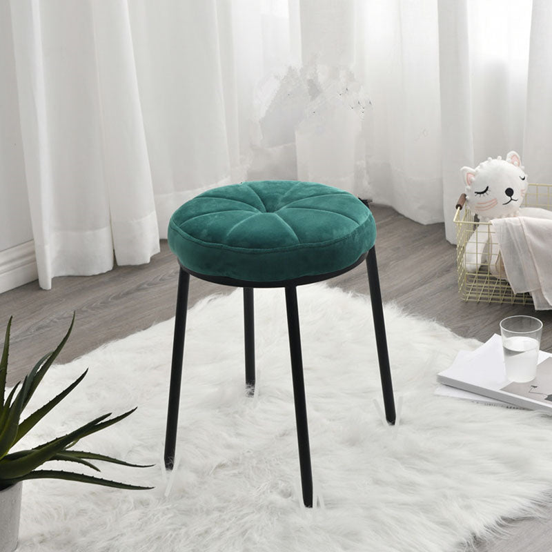 Velvet Upholstered Ottoman Velvet Colored Flower Shape Metal Frame Ottoman Green-Black 1 Piece Clearhalo 'furn' 'furn_ottomans_poufs' 'Furniture' 'Living Room Furniture' 'Ottomans & Poufs' 'ottomans_poufs' 6755976