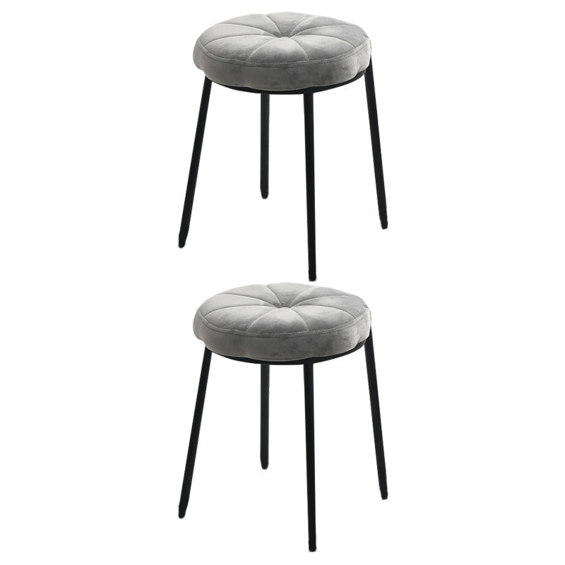 Velvet Upholstered Ottoman Velvet Colored Flower Shape Metal Frame Ottoman Dark Gray 2 Piece Set Clearhalo 'furn' 'furn_ottomans_poufs' 'Furniture' 'Living Room Furniture' 'Ottomans & Poufs' 'ottomans_poufs' 6755978
