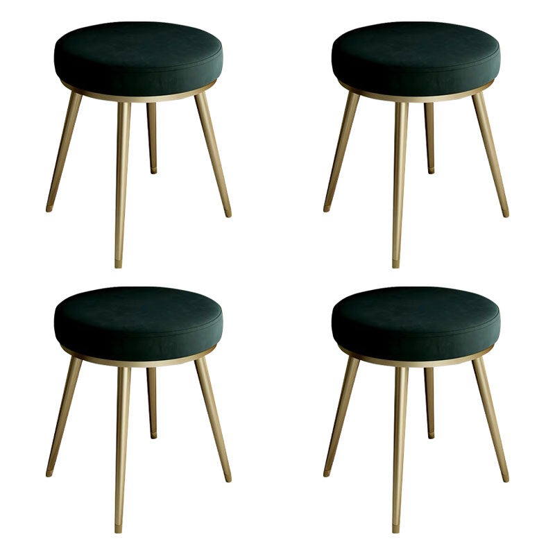 Velvet Upholstered Ottoman Velvet Colored Flower Shape Metal Frame Ottoman Blackish Green 4 Piece Set Clearhalo 'furn' 'furn_ottomans_poufs' 'Furniture' 'Living Room Furniture' 'Ottomans & Poufs' 'ottomans_poufs' 6755985