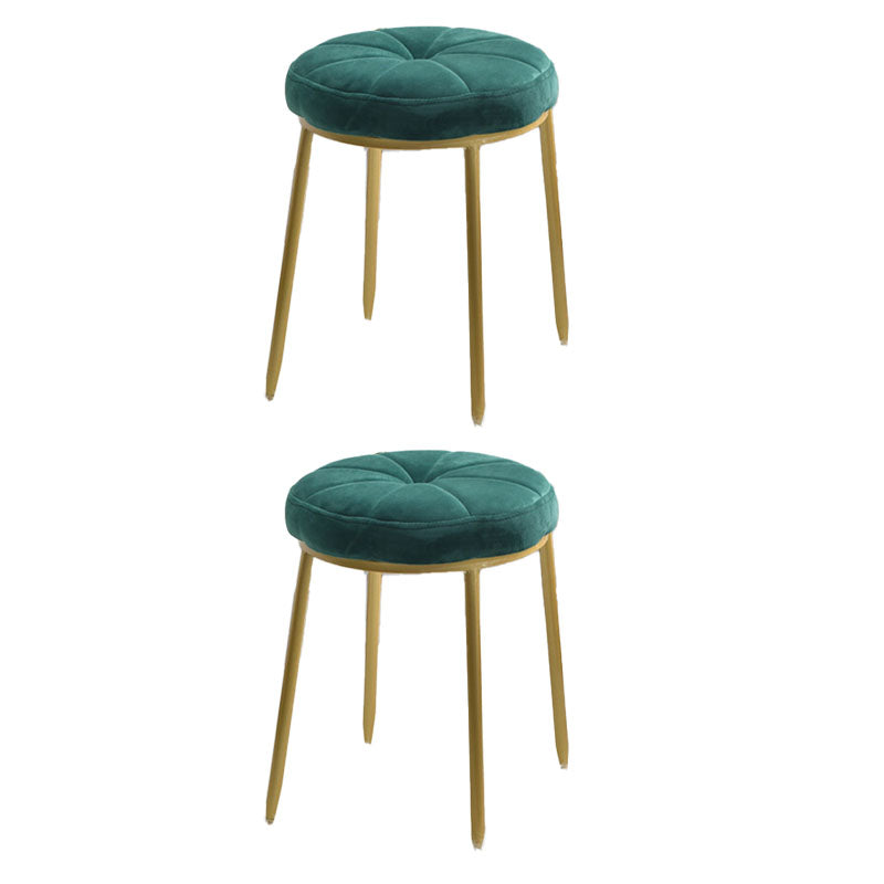 Velvet Upholstered Ottoman Velvet Colored Flower Shape Metal Frame Ottoman Green 2 Piece Set Clearhalo 'furn' 'furn_ottomans_poufs' 'Furniture' 'Living Room Furniture' 'Ottomans & Poufs' 'ottomans_poufs' 6755987