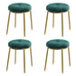 Velvet Upholstered Ottoman Velvet Colored Flower Shape Metal Frame Ottoman Green 4 Piece Set Clearhalo 'furn' 'furn_ottomans_poufs' 'Furniture' 'Living Room Furniture' 'Ottomans & Poufs' 'ottomans_poufs' 6755988