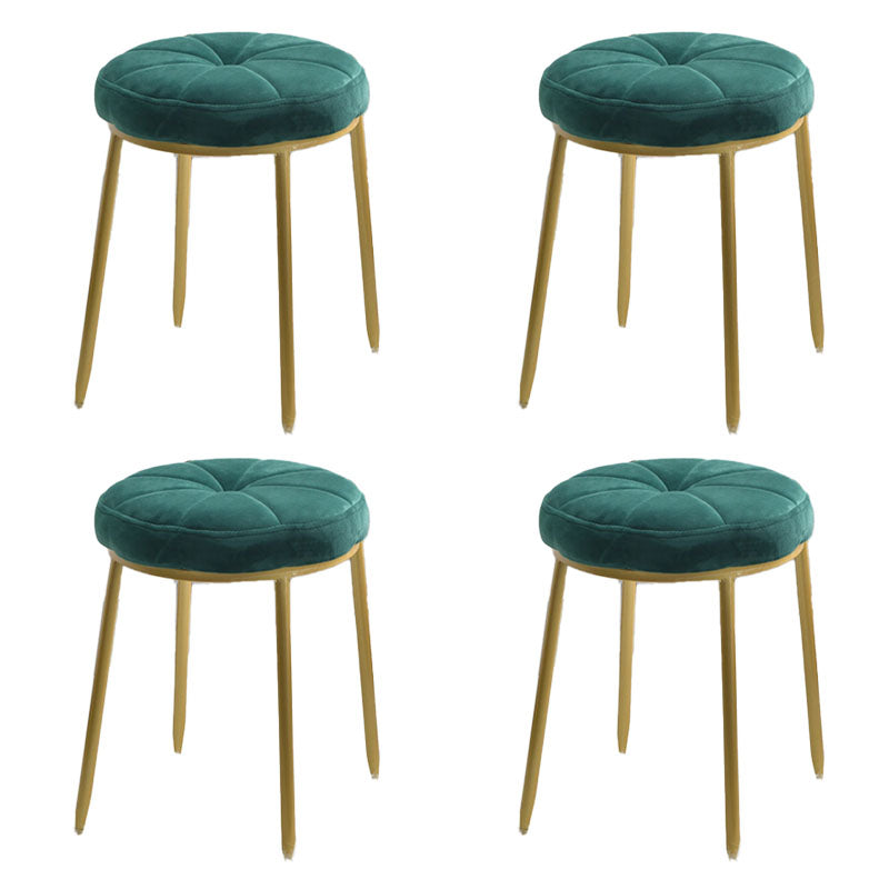 Velvet Upholstered Ottoman Velvet Colored Flower Shape Metal Frame Ottoman Green 4 Piece Set Clearhalo 'furn' 'furn_ottomans_poufs' 'Furniture' 'Living Room Furniture' 'Ottomans & Poufs' 'ottomans_poufs' 6755988