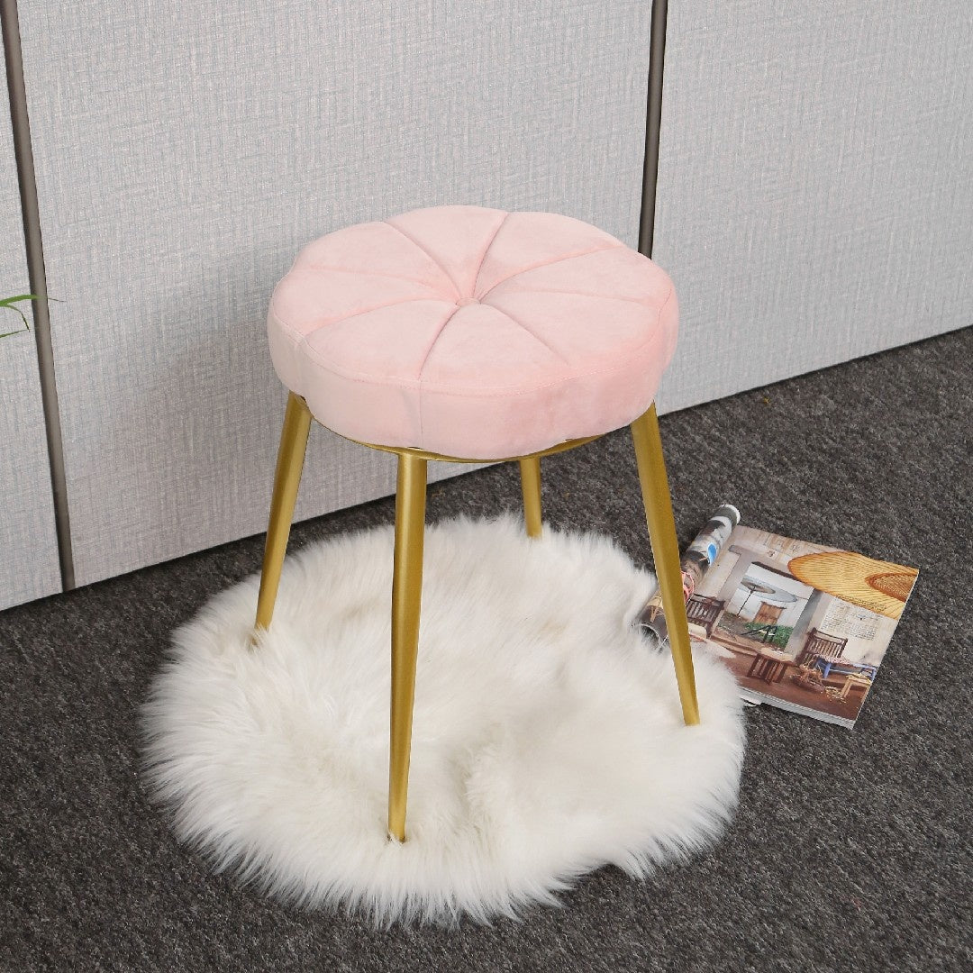 Velvet Upholstered Ottoman Velvet Colored Flower Shape Metal Frame Ottoman Clearhalo 'furn' 'furn_ottomans_poufs' 'Furniture' 'Living Room Furniture' 'Ottomans & Poufs' 'ottomans_poufs' 6755990