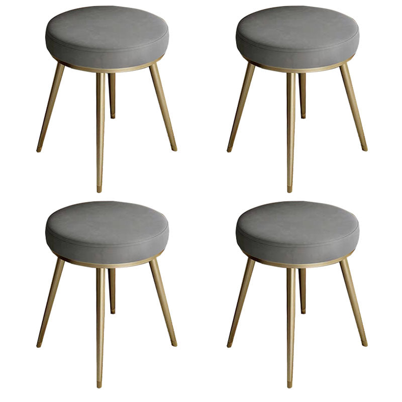 Velvet Upholstered Ottoman Velvet Colored Flower Shape Metal Frame Ottoman Light Gray 4 Piece Set Clearhalo 'furn' 'furn_ottomans_poufs' 'Furniture' 'Living Room Furniture' 'Ottomans & Poufs' 'ottomans_poufs' 6755992