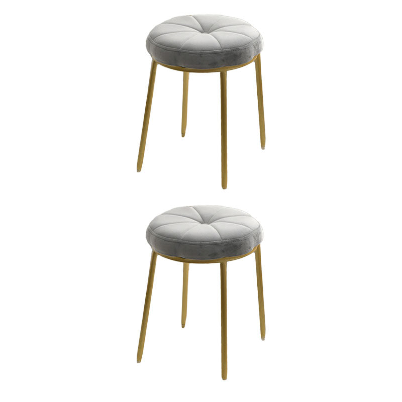 Velvet Upholstered Ottoman Velvet Colored Flower Shape Metal Frame Ottoman Grey 2 Piece Set Clearhalo 'furn' 'furn_ottomans_poufs' 'Furniture' 'Living Room Furniture' 'Ottomans & Poufs' 'ottomans_poufs' 6755993
