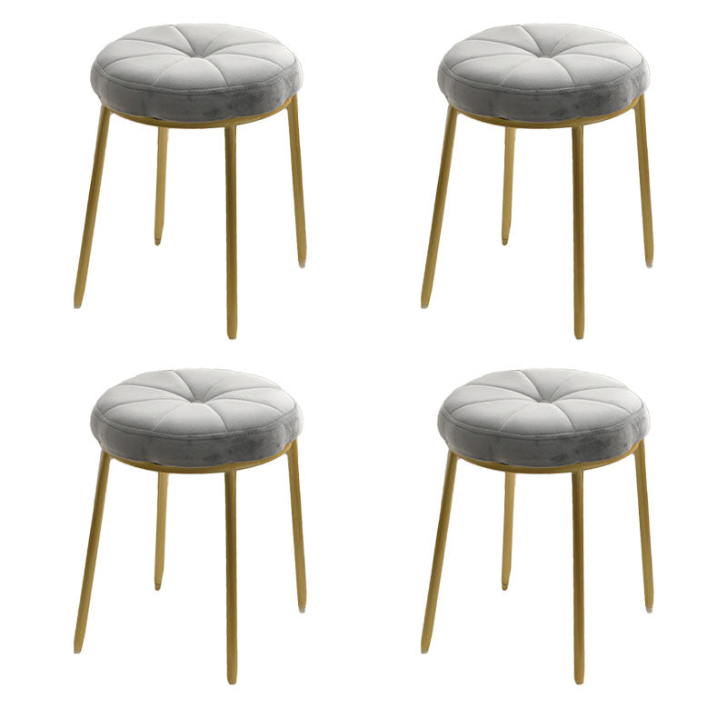 Velvet Upholstered Ottoman Velvet Colored Flower Shape Metal Frame Ottoman Grey 4 Piece Set Clearhalo 'furn' 'furn_ottomans_poufs' 'Furniture' 'Living Room Furniture' 'Ottomans & Poufs' 'ottomans_poufs' 6755994