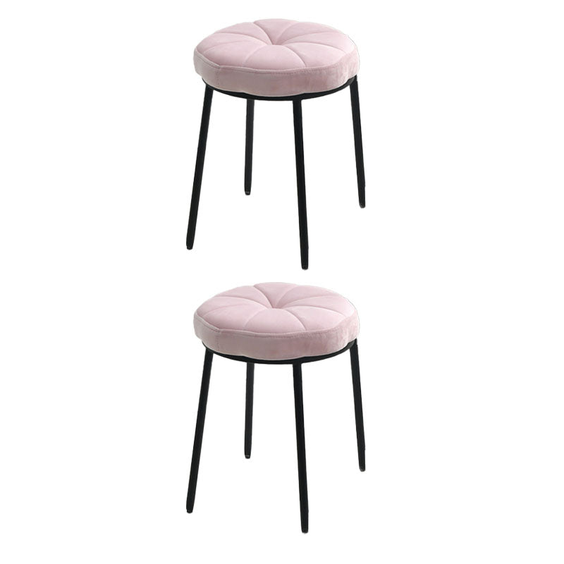 Velvet Upholstered Ottoman Velvet Colored Flower Shape Metal Frame Ottoman Pink Black 2 Piece Set Clearhalo 'furn' 'furn_ottomans_poufs' 'Furniture' 'Living Room Furniture' 'Ottomans & Poufs' 'ottomans_poufs' 6755995
