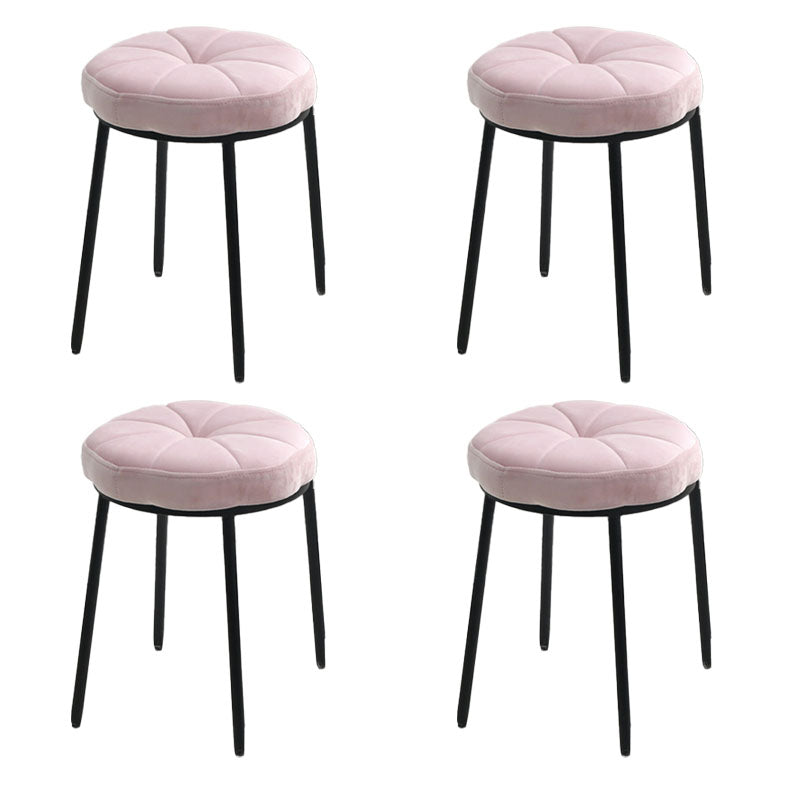 Velvet Upholstered Ottoman Velvet Colored Flower Shape Metal Frame Ottoman Pink Black 4 Piece Set Clearhalo 'furn' 'furn_ottomans_poufs' 'Furniture' 'Living Room Furniture' 'Ottomans & Poufs' 'ottomans_poufs' 6755996