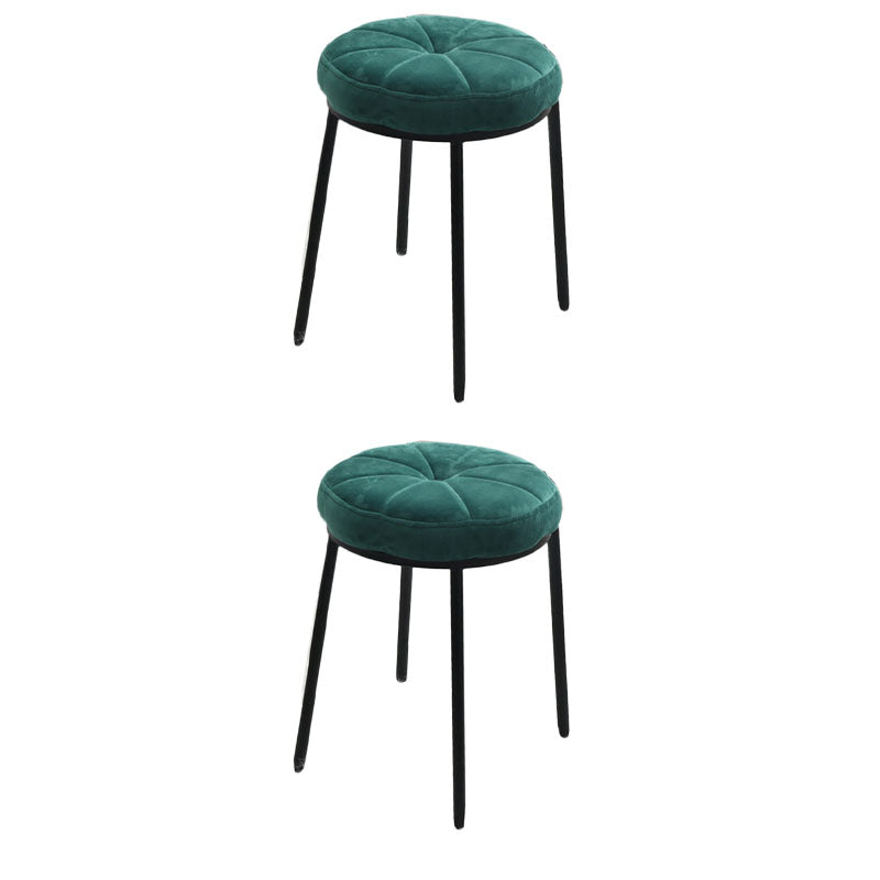 Velvet Upholstered Ottoman Velvet Colored Flower Shape Metal Frame Ottoman Green-Black 2 Piece Set Clearhalo 'furn' 'furn_ottomans_poufs' 'Furniture' 'Living Room Furniture' 'Ottomans & Poufs' 'ottomans_poufs' 6755997