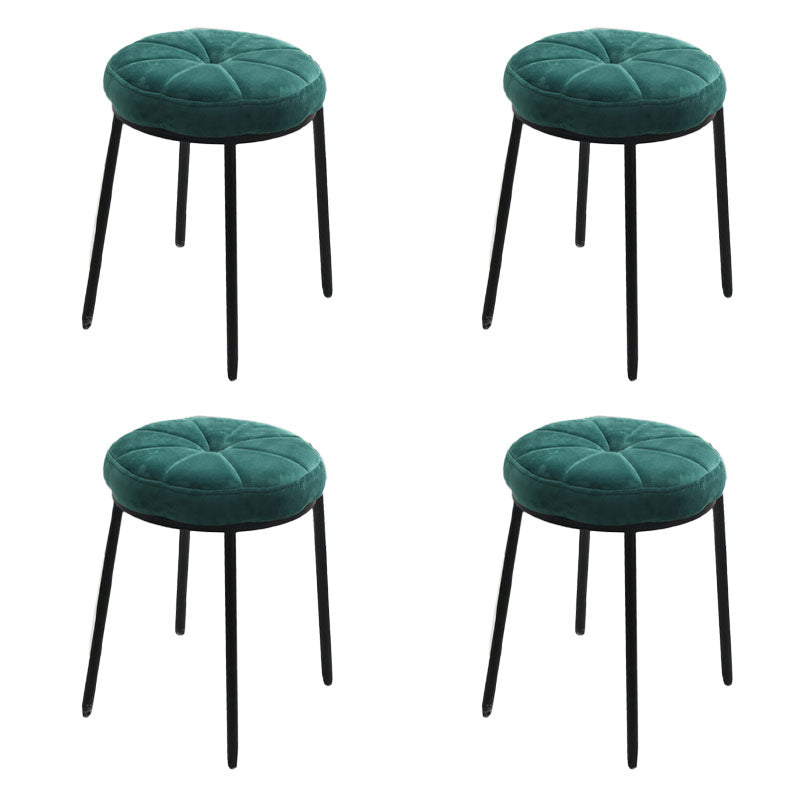 Velvet Upholstered Ottoman Velvet Colored Flower Shape Metal Frame Ottoman Green-Black 4 Piece Set Clearhalo 'furn' 'furn_ottomans_poufs' 'Furniture' 'Living Room Furniture' 'Ottomans & Poufs' 'ottomans_poufs' 6755998