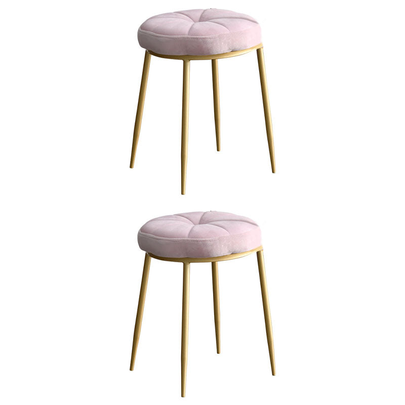 Velvet Upholstered Ottoman Velvet Colored Flower Shape Metal Frame Ottoman Pinkish Red 2 Piece Set Clearhalo 'furn' 'furn_ottomans_poufs' 'Furniture' 'Living Room Furniture' 'Ottomans & Poufs' 'ottomans_poufs' 6755999