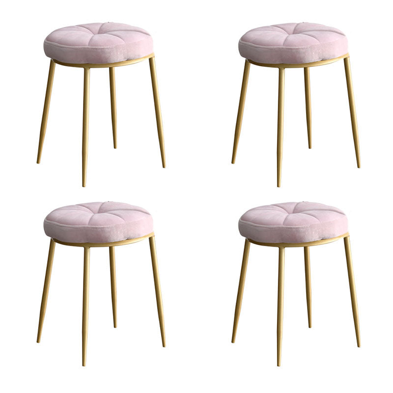 Velvet Upholstered Ottoman Velvet Colored Flower Shape Metal Frame Ottoman Pinkish Red 4 Piece Set Clearhalo 'furn' 'furn_ottomans_poufs' 'Furniture' 'Living Room Furniture' 'Ottomans & Poufs' 'ottomans_poufs' 6756000