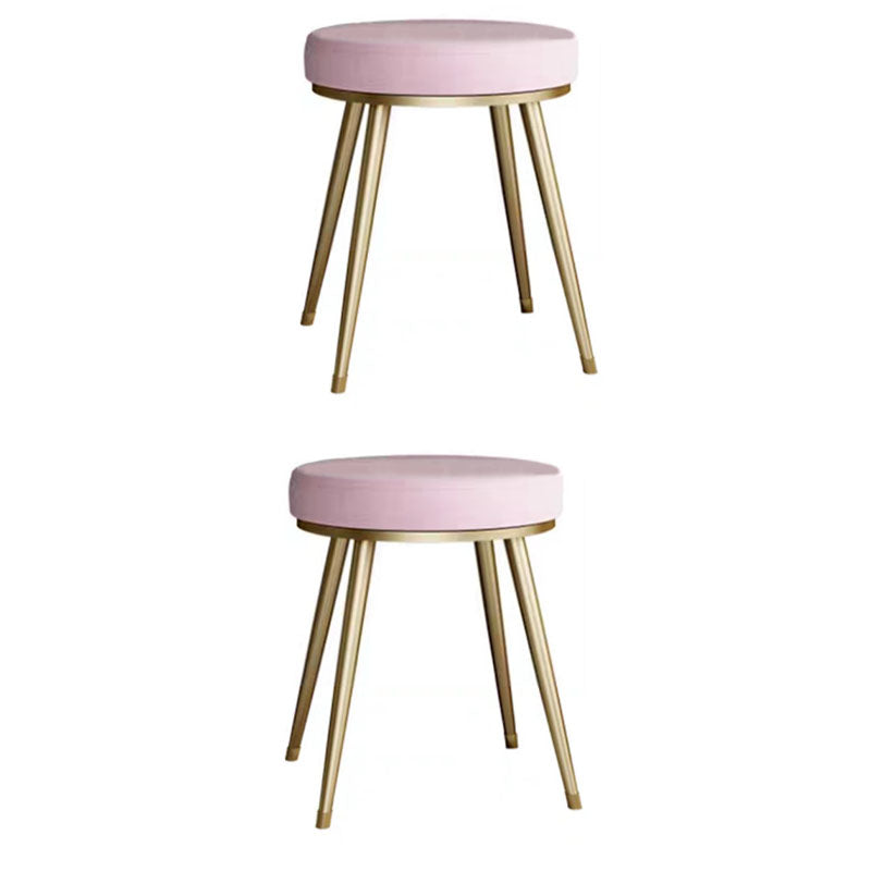 Velvet Upholstered Ottoman Velvet Colored Flower Shape Metal Frame Ottoman Pink 2 Piece Set Clearhalo 'furn' 'furn_ottomans_poufs' 'Furniture' 'Living Room Furniture' 'Ottomans & Poufs' 'ottomans_poufs' 6756001