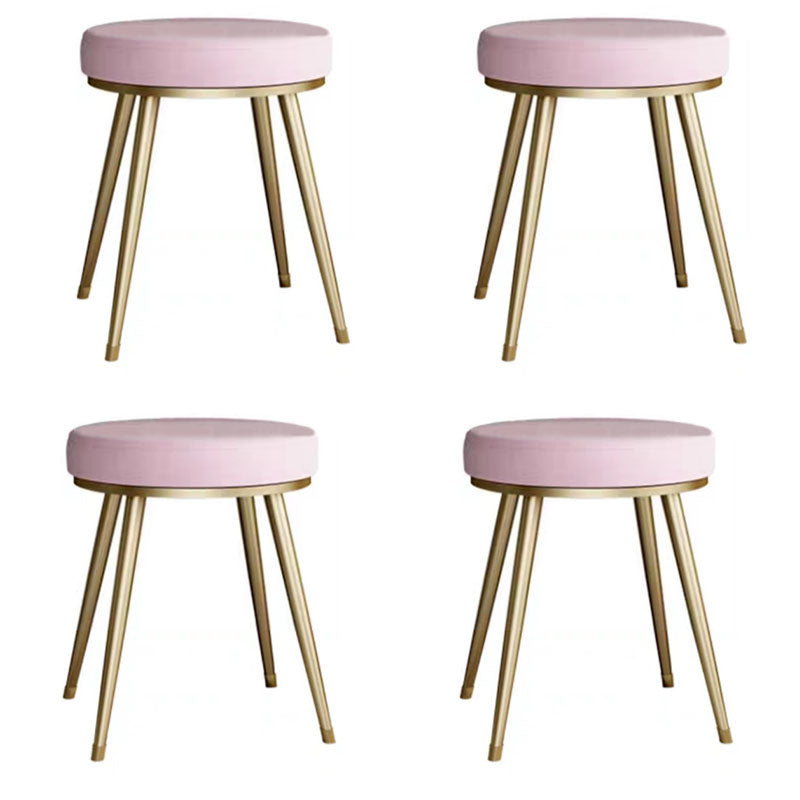 Velvet Upholstered Ottoman Velvet Colored Flower Shape Metal Frame Ottoman Pink 4 Piece Set Clearhalo 'furn' 'furn_ottomans_poufs' 'Furniture' 'Living Room Furniture' 'Ottomans & Poufs' 'ottomans_poufs' 6756002