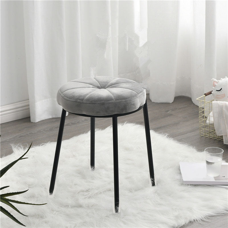 Velvet Upholstered Ottoman Velvet Colored Flower Shape Metal Frame Ottoman Dark Gray 1 Piece Clearhalo 'furn' 'furn_ottomans_poufs' 'Furniture' 'Living Room Furniture' 'Ottomans & Poufs' 'ottomans_poufs' 6756003