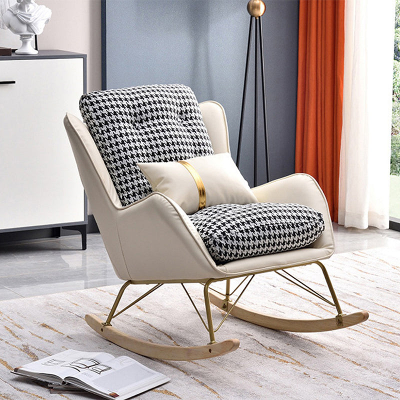 Nordic Simple Style Single Rocking Chair Leisure Home Lazy Chair Rocking Chair Beige Clearhalo 'Chairs & Seating' 'furn' 'furn_rocking_chairs' 'Furniture' 'Living Room Furniture' 'Rocking Chairs' 'rocking_chairs' 6756007