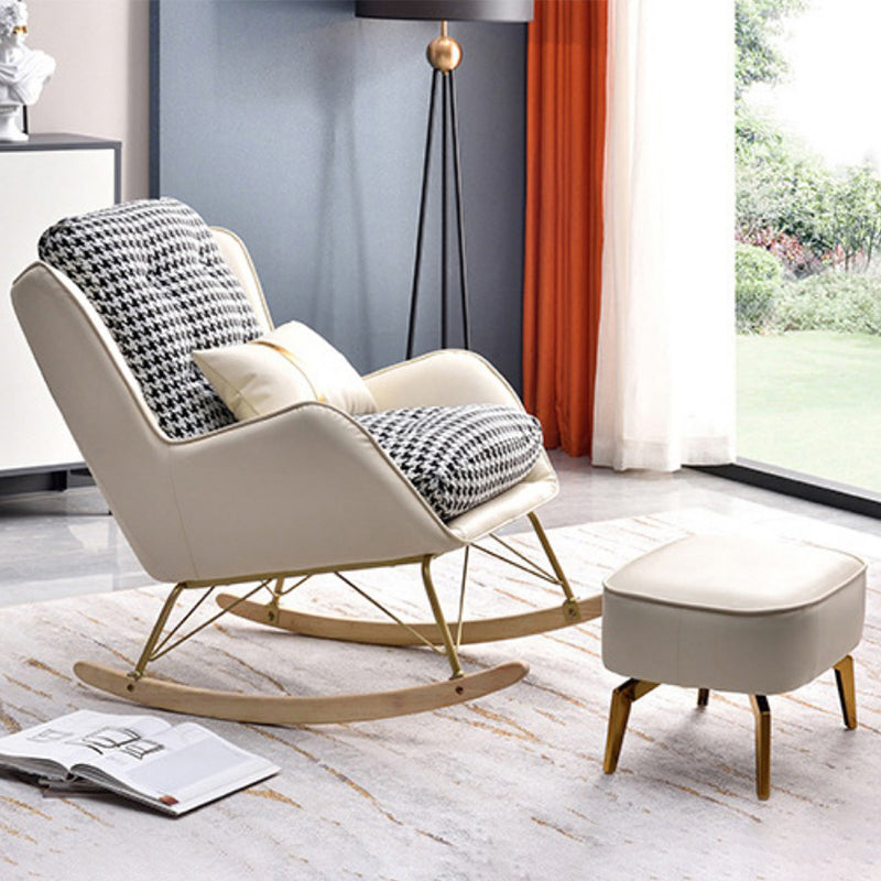 Nordic Simple Style Single Rocking Chair Leisure Home Lazy Chair Rocking Chair with Ottomans Beige Clearhalo 'Chairs & Seating' 'furn' 'furn_rocking_chairs' 'Furniture' 'Living Room Furniture' 'Rocking Chairs' 'rocking_chairs' 6756014