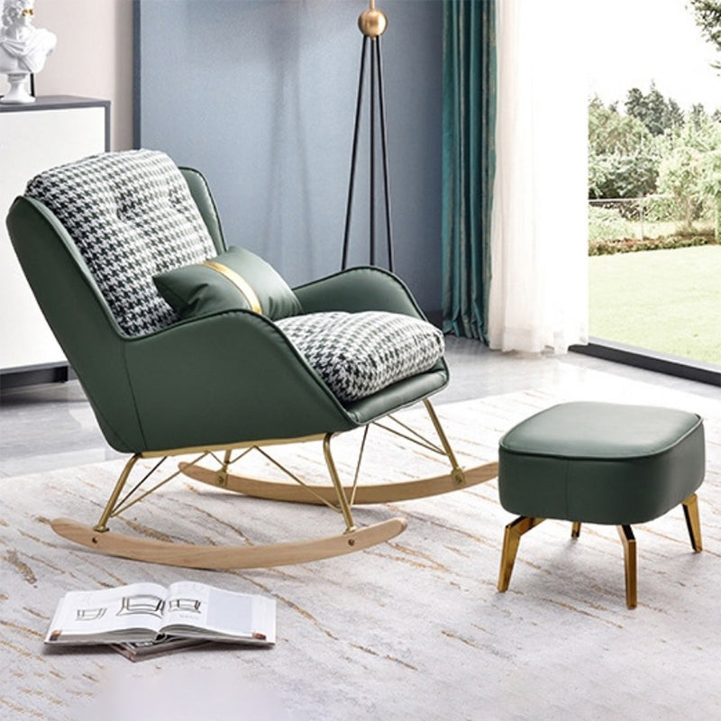 Nordic Simple Style Single Rocking Chair Leisure Home Lazy Chair Rocking Chair with Ottomans Green Clearhalo 'Chairs & Seating' 'furn' 'furn_rocking_chairs' 'Furniture' 'Living Room Furniture' 'Rocking Chairs' 'rocking_chairs' 6756018