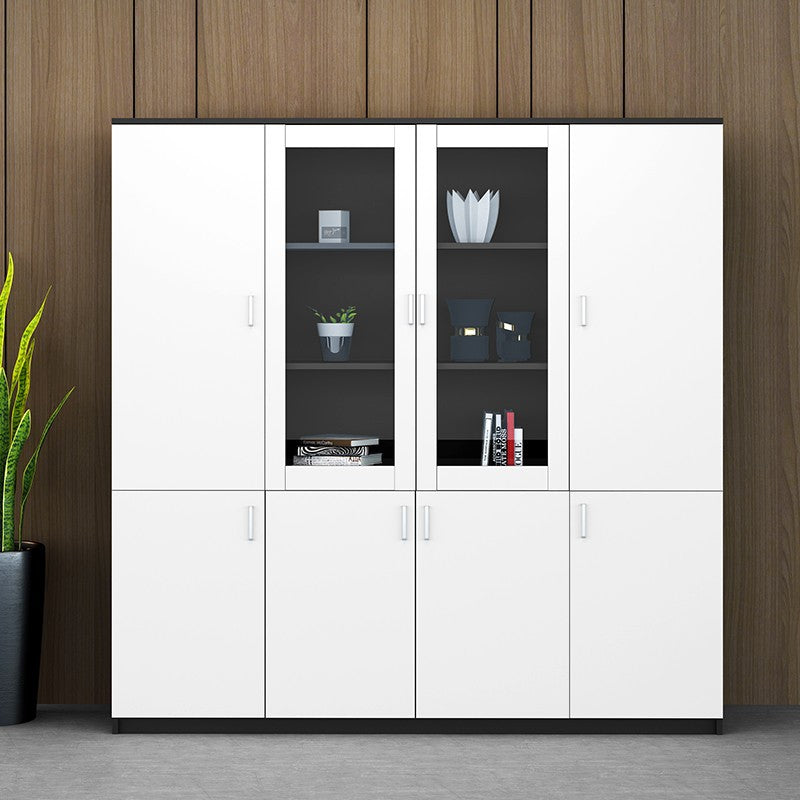 Industrial Cabinet Wood Adjustable Storage Shelves Filing Cabinet Artificial Wood with Glass 8 Clearhalo 'Filing Cabinets' 'filling_cabinets' 'furn' 'furn_filling_cabinets' 'Furniture' 'Office Furniture' 6756084