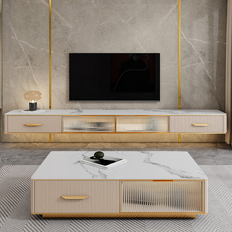 Modern TV Stand Console Floating TV Media Console with 2 Drawers Clearhalo 'furn' 'furn_tv_stands_entertainment_centers' 'Furniture' 'Living Room Furniture' 'TV Stands & Entertainment Centers' 'TV Stands & Media Storage Furniture' 'tv_stands_entertainment_centers' 6757427