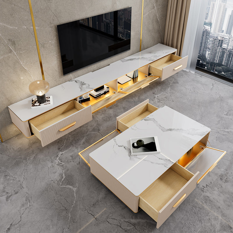 Modern TV Stand Console Floating TV Media Console with 2 Drawers Clearhalo 'furn' 'furn_tv_stands_entertainment_centers' 'Furniture' 'Living Room Furniture' 'TV Stands & Entertainment Centers' 'TV Stands & Media Storage Furniture' 'tv_stands_entertainment_centers' 6757431