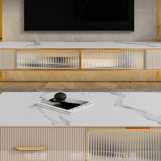 Modern TV Stand Console Floating TV Media Console with 2 Drawers Clearhalo 'furn' 'furn_tv_stands_entertainment_centers' 'Furniture' 'Living Room Furniture' 'TV Stands & Entertainment Centers' 'TV Stands & Media Storage Furniture' 'tv_stands_entertainment_centers' 6757434