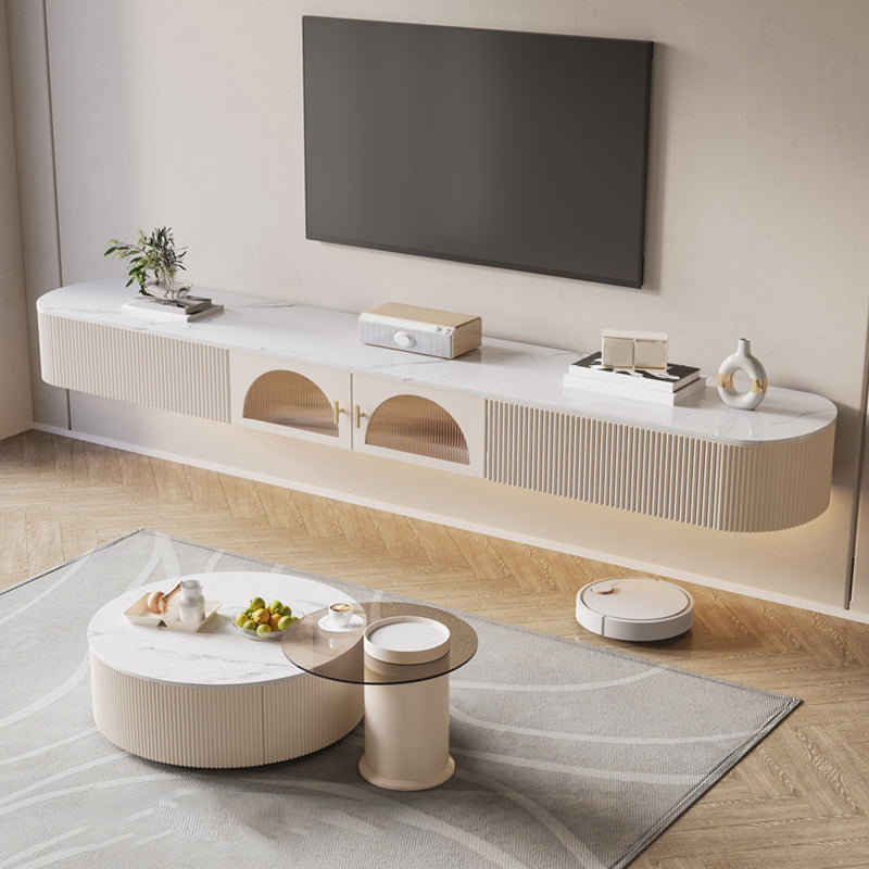 Enclosed Storage Media Console TV Stand Stone TV Stand with 2 Drawers Clearhalo 'furn' 'furn_tv_stands_entertainment_centers' 'Furniture' 'Living Room Furniture' 'TV Stands & Entertainment Centers' 'TV Stands & Media Storage Furniture' 'tv_stands_entertainment_centers' 6757444