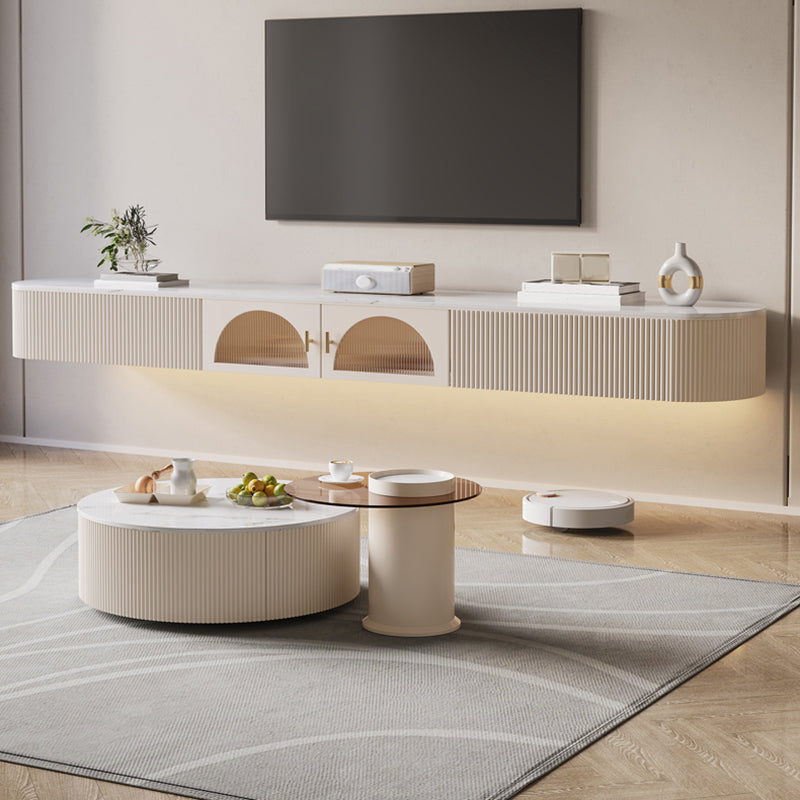 Enclosed Storage Media Console TV Stand Stone TV Stand with 2 Drawers Clearhalo 'furn' 'furn_tv_stands_entertainment_centers' 'Furniture' 'Living Room Furniture' 'TV Stands & Entertainment Centers' 'TV Stands & Media Storage Furniture' 'tv_stands_entertainment_centers' 6757445