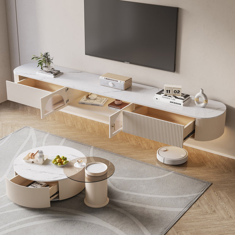 Enclosed Storage Media Console TV Stand Stone TV Stand with 2 Drawers Clearhalo 'furn' 'furn_tv_stands_entertainment_centers' 'Furniture' 'Living Room Furniture' 'TV Stands & Entertainment Centers' 'TV Stands & Media Storage Furniture' 'tv_stands_entertainment_centers' 6757451