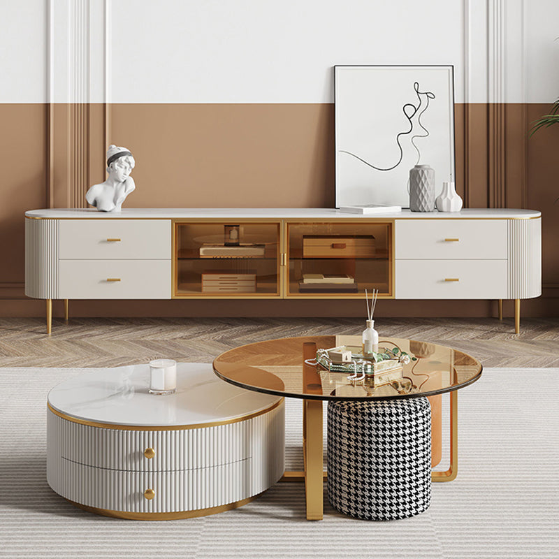 Enclosed Storage Media Console TV Stand Stone TV Stand with 4 Drawers Clearhalo 'furn' 'furn_tv_stands_entertainment_centers' 'Furniture' 'Living Room Furniture' 'TV Stands & Entertainment Centers' 'TV Stands & Media Storage Furniture' 'tv_stands_entertainment_centers' 6757456