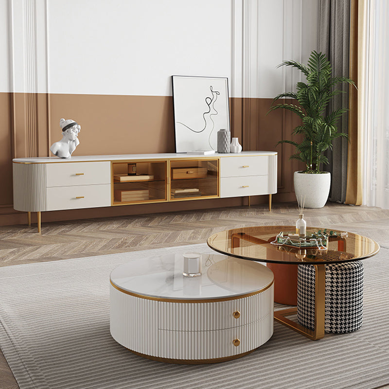 Enclosed Storage Media Console TV Stand Stone TV Stand with 4 Drawers Clearhalo 'furn' 'furn_tv_stands_entertainment_centers' 'Furniture' 'Living Room Furniture' 'TV Stands & Entertainment Centers' 'TV Stands & Media Storage Furniture' 'tv_stands_entertainment_centers' 6757458