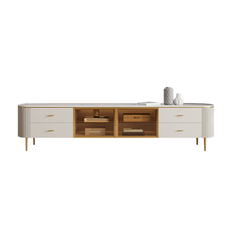 Enclosed Storage Media Console TV Stand Stone TV Stand with 4 Drawers 85"L x 15"W x 19"H Clearhalo 'furn' 'furn_tv_stands_entertainment_centers' 'Furniture' 'Living Room Furniture' 'TV Stands & Entertainment Centers' 'TV Stands & Media Storage Furniture' 'tv_stands_entertainment_centers' 6757460
