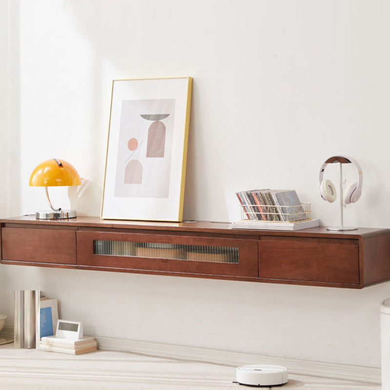 Modern TV Media Console Solid Wood TV Media Stand for Living Room 79"L x 9.5"W x 8"H Nut-Brown Clearhalo 'furn' 'furn_tv_stands_entertainment_centers' 'Furniture' 'Living Room Furniture' 'TV Stands & Entertainment Centers' 'TV Stands & Media Storage Furniture' 'tv_stands_entertainment_centers' 6757527