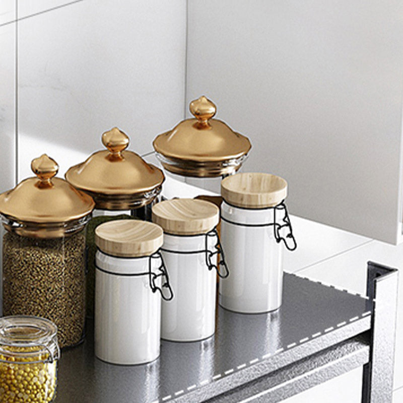 Rolling Open Shelves Kitchen Trolley Metal Prep Table in Black Clearhalo 'furn' 'furn_kitchen_islands_carts' 'Furniture' 'Kitchen & Dining Furniture' 'Kitchen Islands & Carts' 'kitchen_islands_carts' 6757794